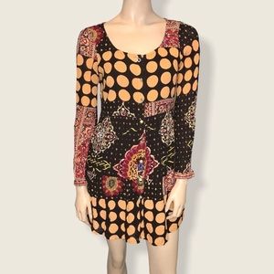 MinkPink Small Oversize Long Sleeve Boho Dress